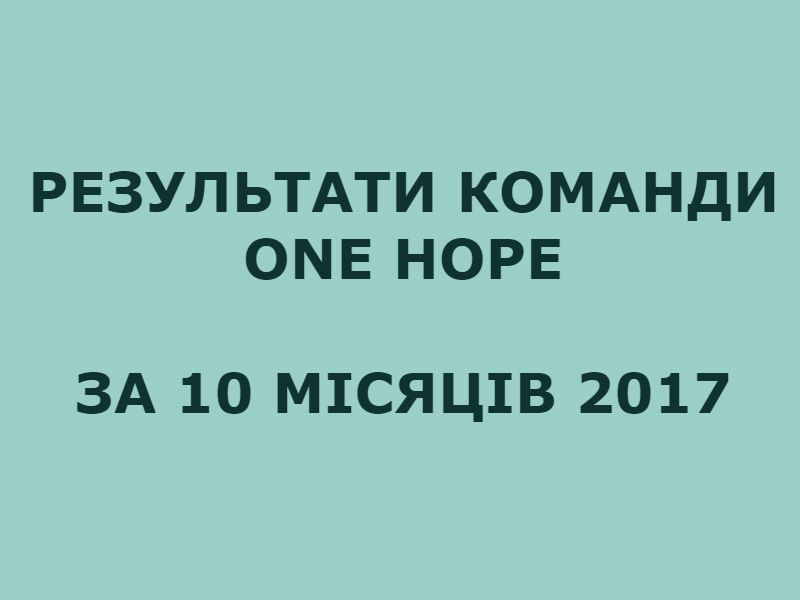 Результати команди ONE HOPE (січень-жовтень 2017)